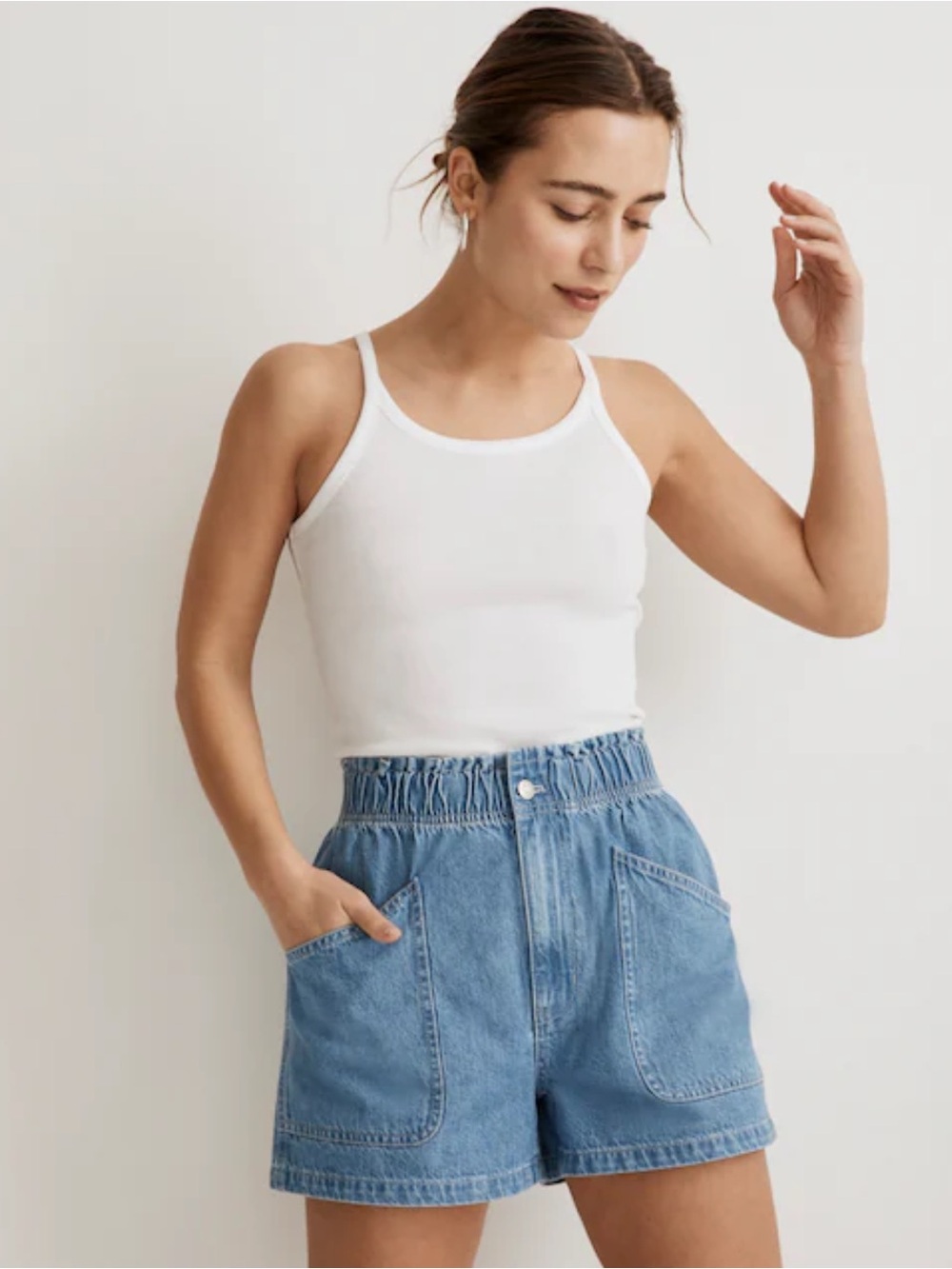 Madewell Denim Pull-On‎ Paper-bag Utility Shorts